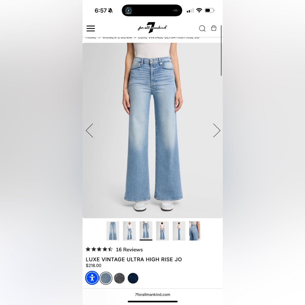 7 For All Mankind Light Blue Wide Leg Jeans